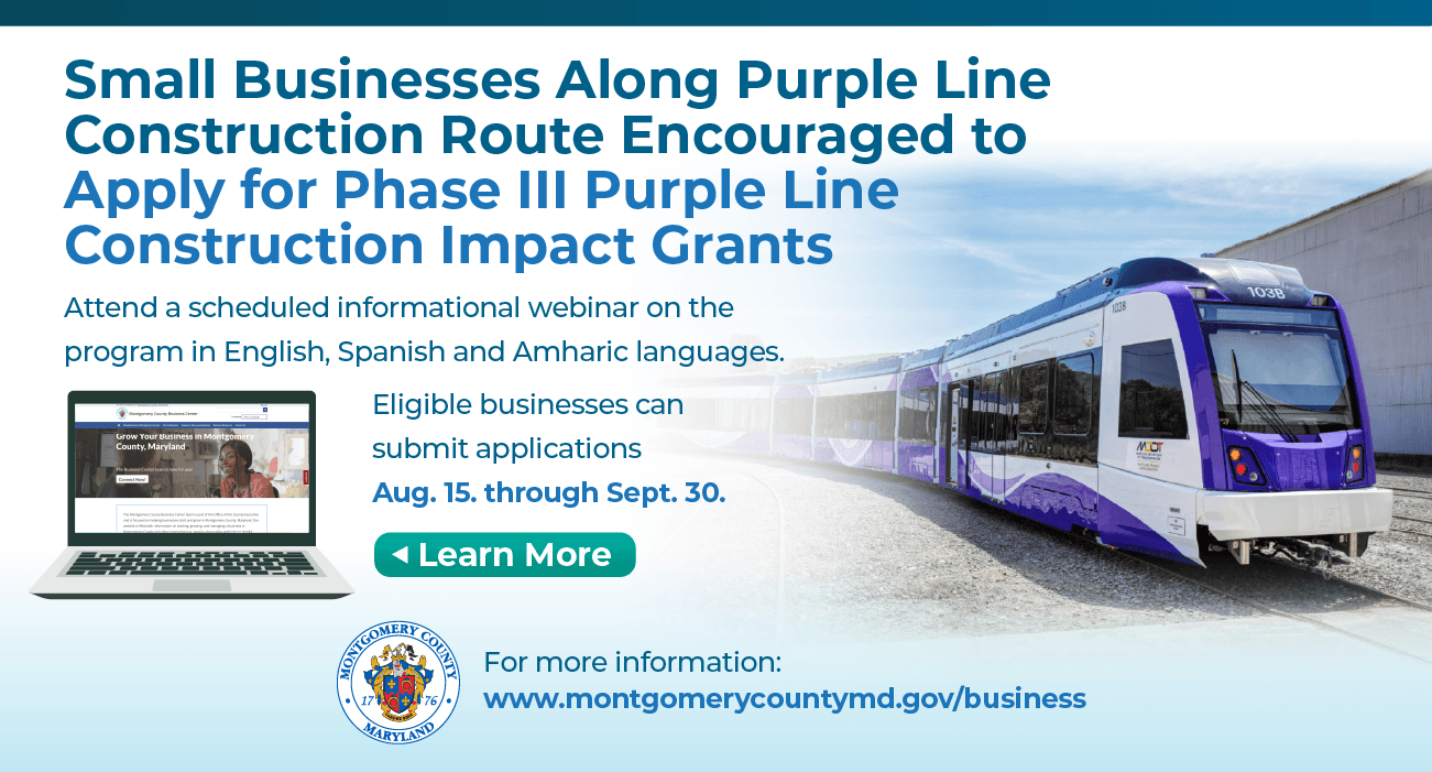 Small Businesses Along Purple Line Construction Route Encouraged to Apply for Phase III Purple Line Construction Impact Grants